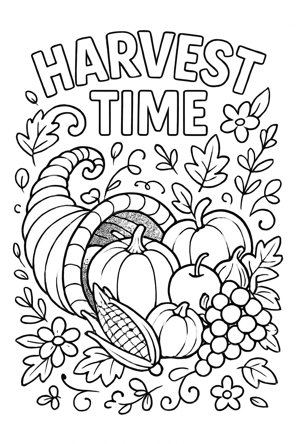 Free - Thanksgiving Cornucopia Coloring Sheet