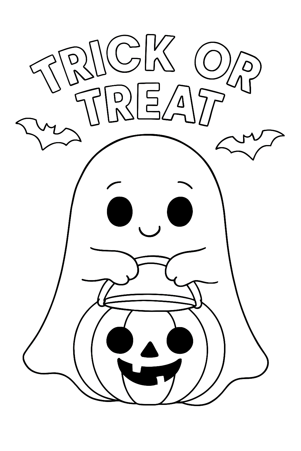 Free - Cute Cartoon Ghost Coloring Sheet