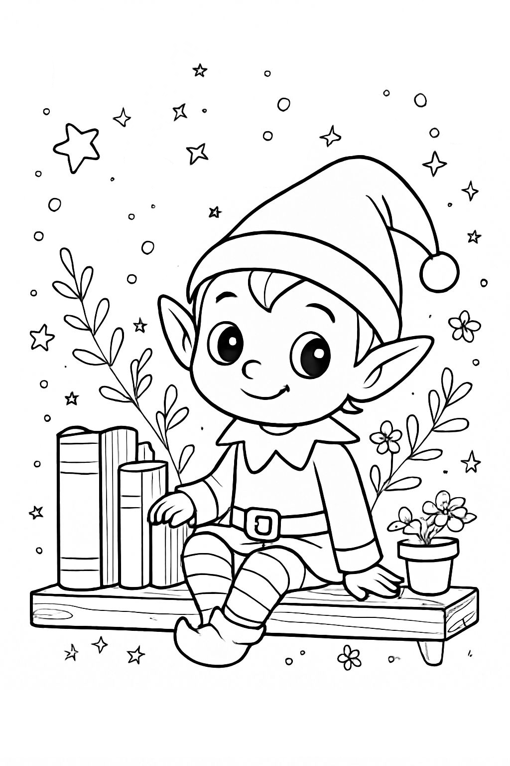 Free - Tiny Elf on the Shelf Coloring Page