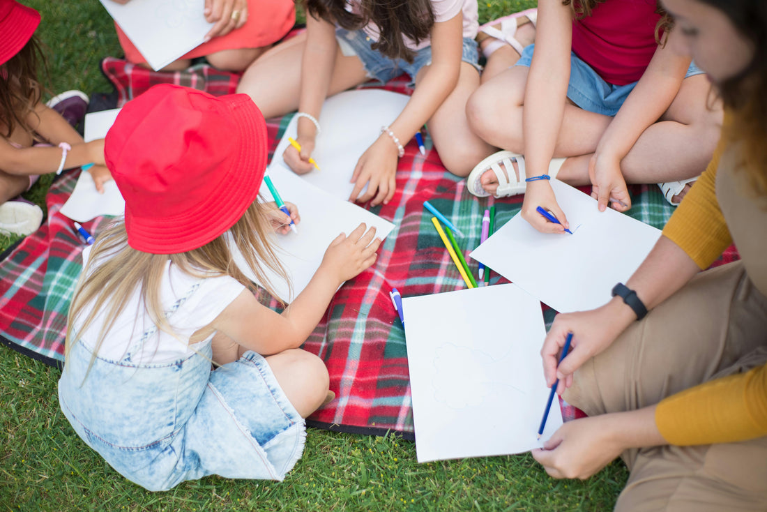 screen free activities for kids such as coloring, arts and crafts, music and reading