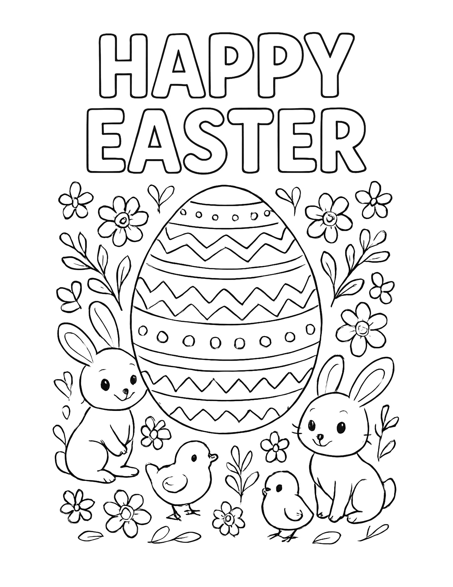 Happy Easter Coloring Page