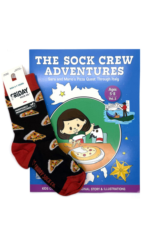 book_and_pizza_sock, bundle, book gift for kids, book gifts, kids book bundle