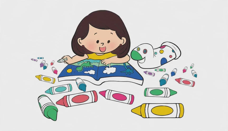Load video: kids coloring, crayons dancing, sock crew adventures coloring books